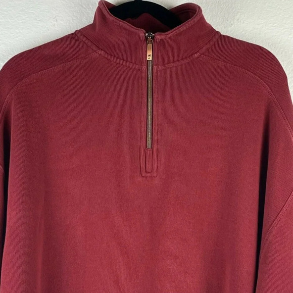 Tommy Bahama Sweater Mens Size XL 1/4 Zip Pullover Long Sleeve Cotton Knit Red - Picture 3 of 8